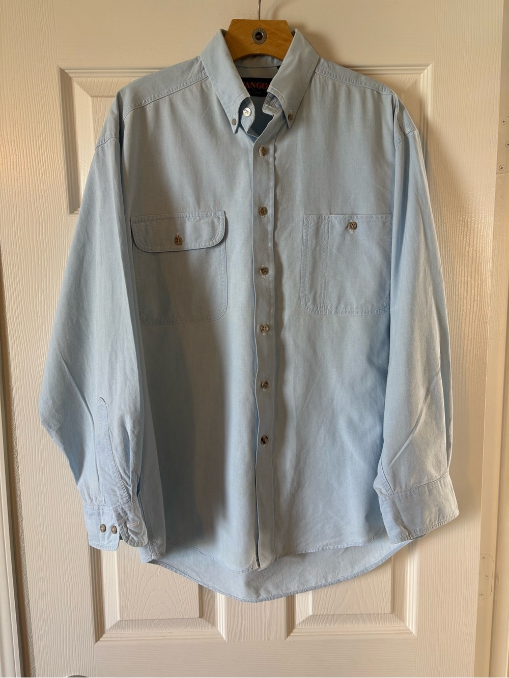 Vintage Button Down Shirt Tango by Max Raab Light Blue Cotton Collared